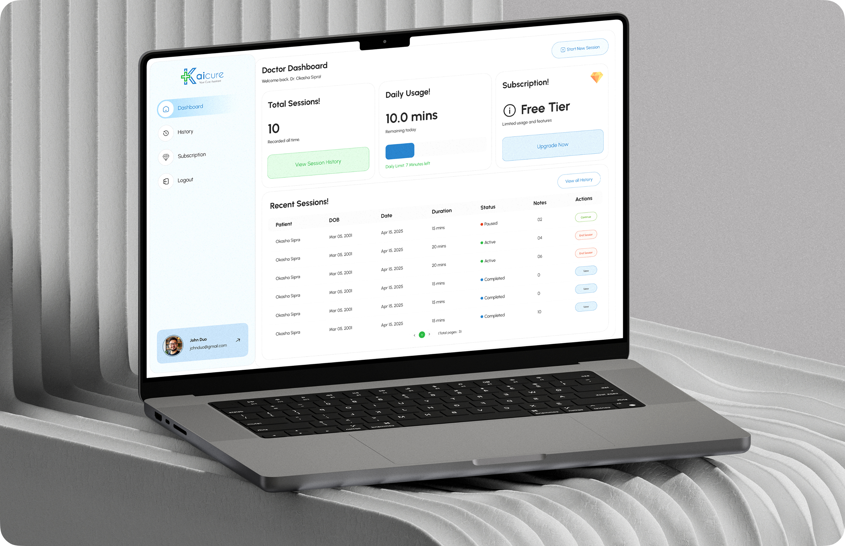 EMR Software Dashboard - SOAP Notes Medical Transcription Interface